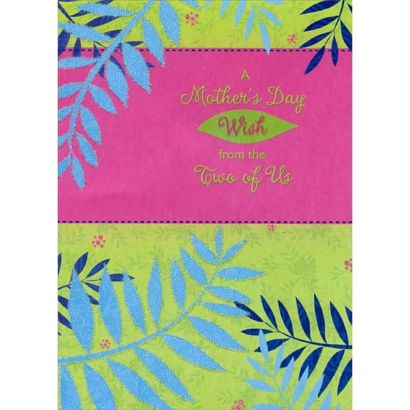 Designer Greetings Blue Leaves on Green and Pink: From Both Mother's Day Card