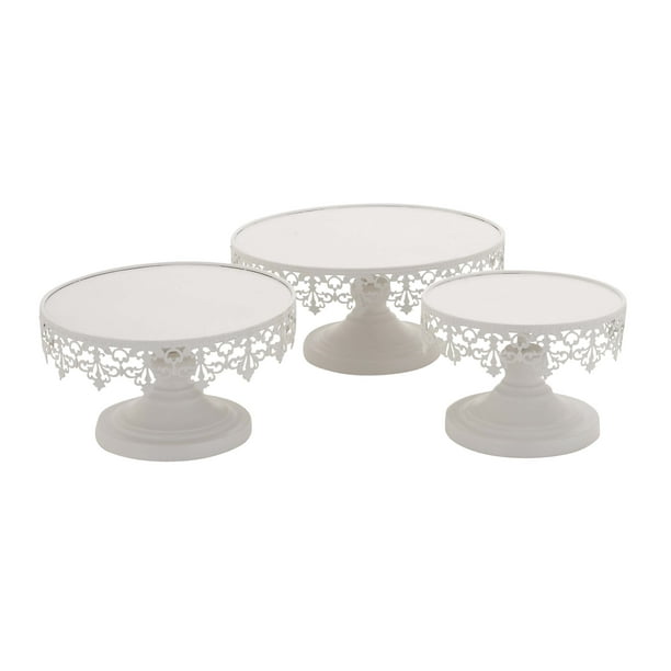 Decmode 96998 Traditional White Iron Cake Stand Set of 3 8, 10, And