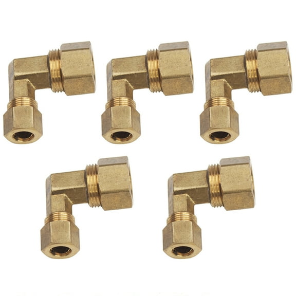 LTWFITTING Brass 5/8" OD x 3/8" OD 90 Degree Compression Reducing Union Elbow Fitting(Pack of 5)