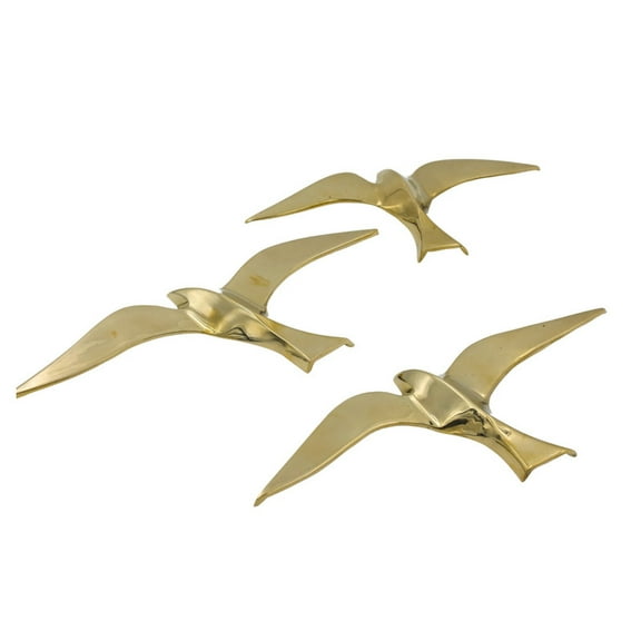 Natriel Set of 3 Brass Flying Birds - Dynamic Home Accent Showpiece
