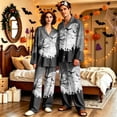 thumbnail image 2 of DORKASM Halloween Couple Pajamas Matching Sets Long Sleeve Pajama Set for Women & Men Button-Down V-Neck Sleepwear House Wear Khaki 3XL, 2 of 6