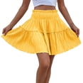 thumbnail image 1 of JFHHQ Robe à Col Rond Élégante Mode Femme Taille Haute Décontractée Jupe à Volants pour Usage Quotidien L Jaune, 1 of 7