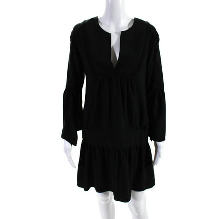 

Pre-owned|VMT Womens Y Neck Bell Sleeve Mini Babydoll Dress Black Size Extra Small