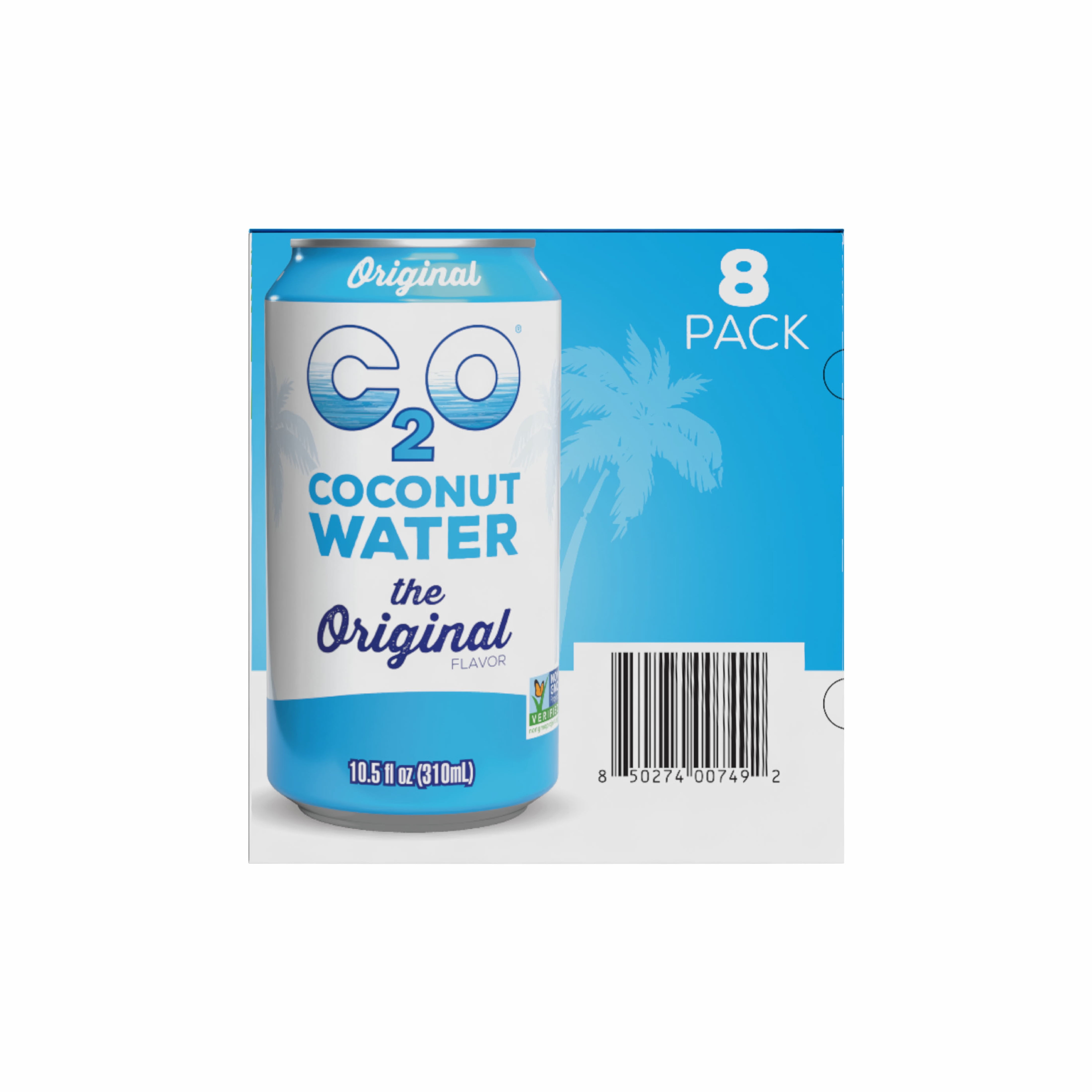 C2O Pure Coconut Water, Coconut Water Hydration Pack, 10.5 fl oz, 8 Pack