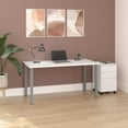 thumbnail image 4 of Bestar Universel 60W Table Desk with Assembled Mobile Pedestal in white, 4 of 9