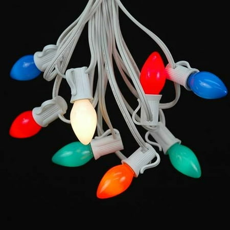 Christmas Novelty Novelty Lights C7 Ceramic Christmas Lights Set - Roofline Christmas Lights - Christmas Tree Lights – Hanging Christmas Lights – Outdoor String Lights - White Wire - 100 Feet ()