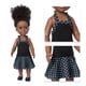 thumbnail image 4 of Bewildely Muñeca africana de juguete para Cosplay, decoración de pelo rizado, fiesta de moda, vacaciones, adorno decorativo de simulación, Muñecas y casas de muñecas Vestido Lunares Negro, 4 of 6
