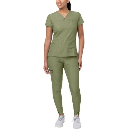 

Adar Pro Heather Movement Booster Scrub Set For Women - Sweetheart V-Neck Scrub Top & Yoga Jogger Scrub Pants