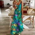 thumbnail image 2 of PENGXIANG Femmes Robes Été Casual Maxi Robe Mode Imprimé V-Cou Bretelles Sans Manches Pull Robe Longue Sundress, 2 of 5