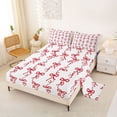 thumbnail image 2 of Erosebridal Cute Bow Ribbon Full Size Sheets, Girly Cartoon Bed Sheets, White Red, 4-Piece, 2 of 5