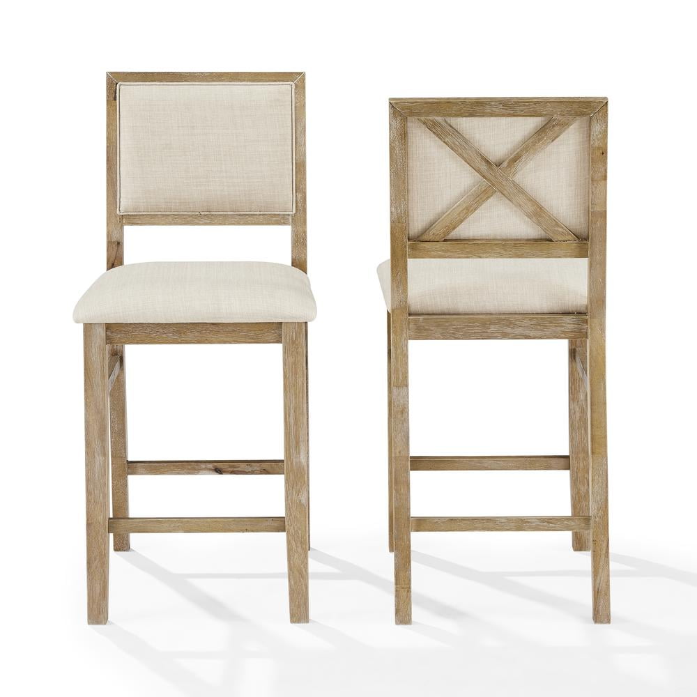 Crosley Furniture Upholstered Wood Counter Height Bar Stools, Rustic Brown (Set of 2)