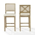 thumbnail image 4 of Crosley Furniture Upholstered Wood Counter Height Bar Stools, Rustic Brown (Set of 2), 4 of 8