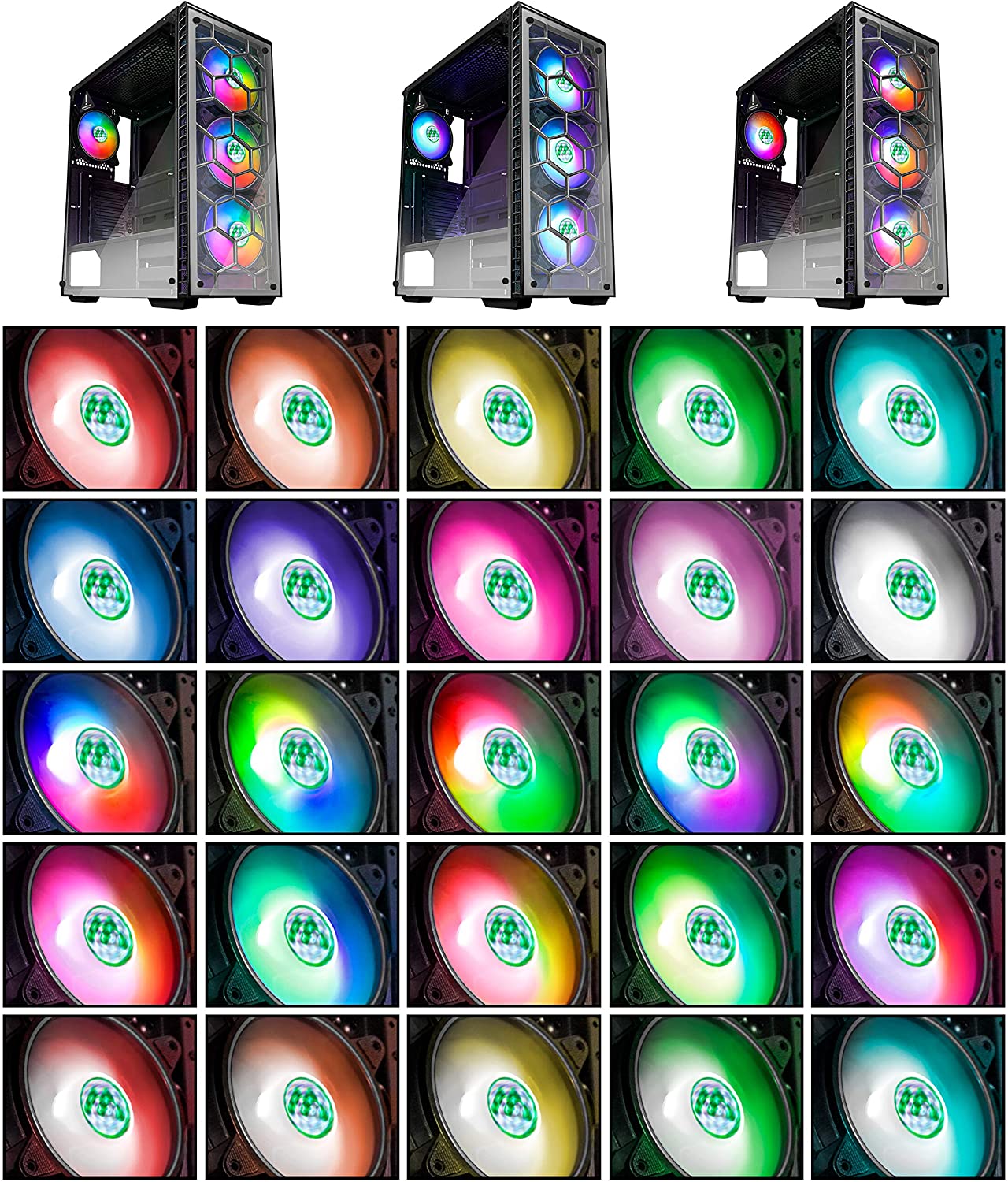 MUSETEX ATX Mid-Tower Chassis Gaming PC Case 4 RGB Fans Pre-Installed 2 Translucent Tempered Glass USB 3.0 Cable Management/Airflow Gaming Style Windows...