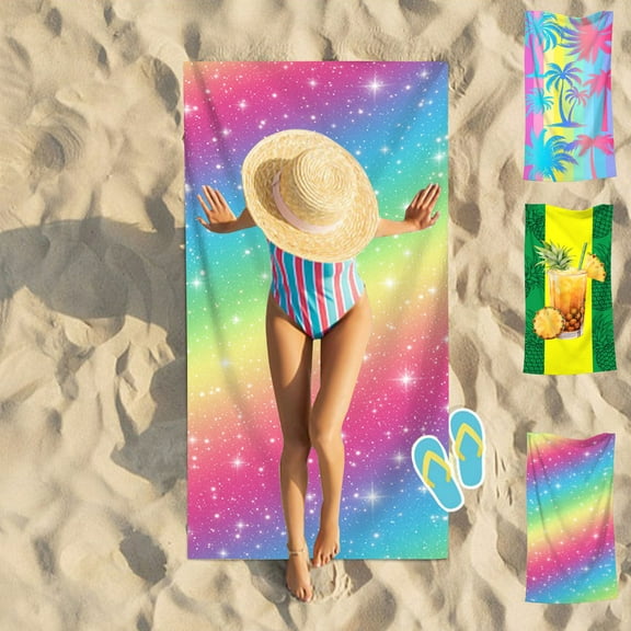 Xuniizn Bath Towel and Wash Cloths Set: 1xBeach Towel, polyester, Highly Absorbent & Fade Resistant