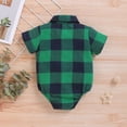 thumbnail image 3 of Infant Baby Boys Clothes Baby Boys One-piece Romper Bodysuit 9-12 Months Infant Baby Boys Short Sleeve Lapel Plaid Romper Green, 3 of 7