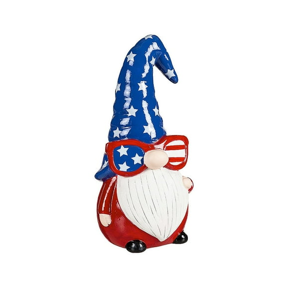 Evergreen 10"H Ceramic Gnome Garden Statuary, Americana