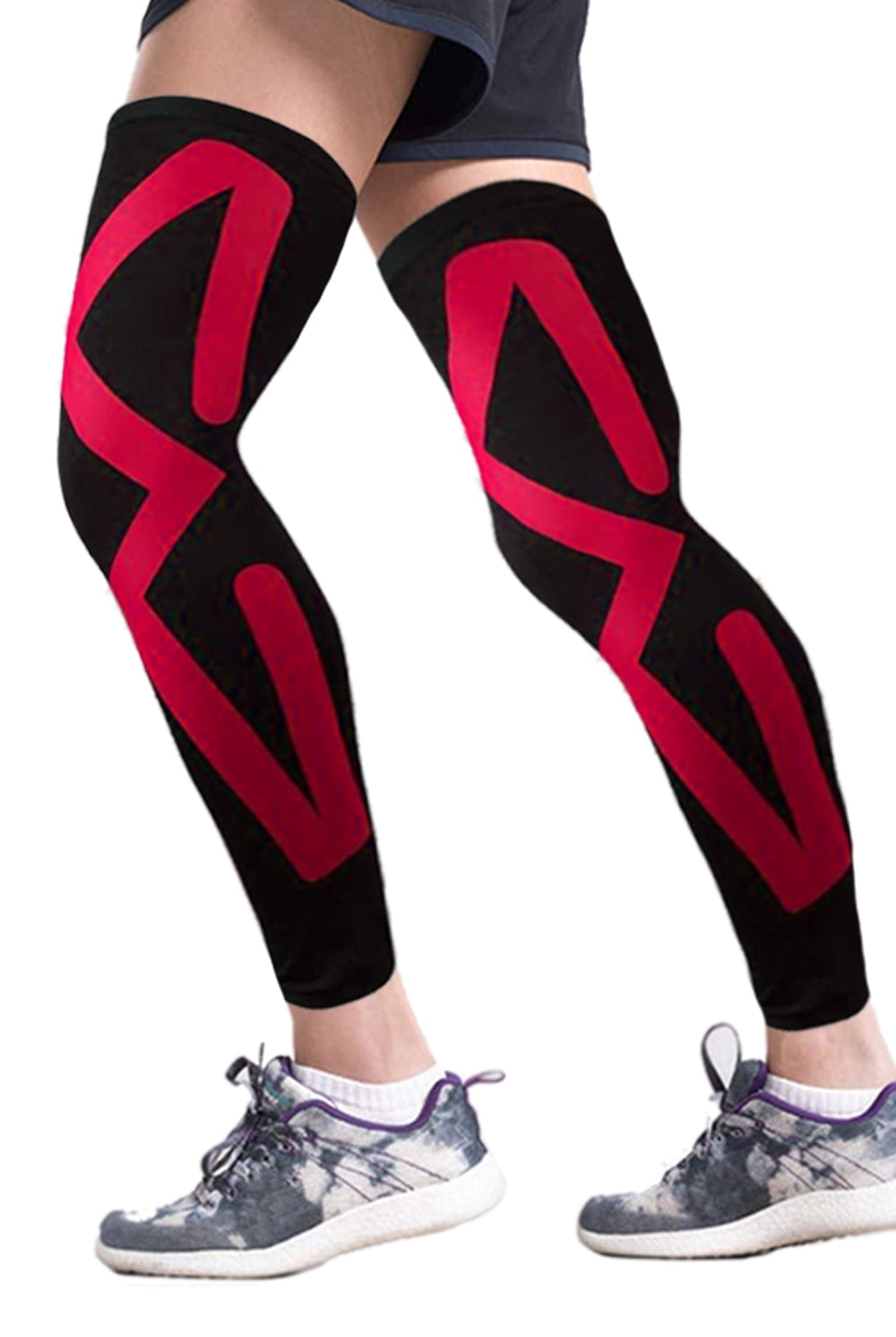 Sports Recovery Compression Full Leg Sleeves (X-Large, Red)