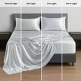 thumbnail image 5 of Lux Decor Luxury Satin Sheets Queen Size - 4-Piece Cooling Bed Sheet Set, Silky Soft & Smooth, Deep Pockets up to 15", OEKO-TEX Certified, Skin-Friendly Comfort (Grey), 5 of 10