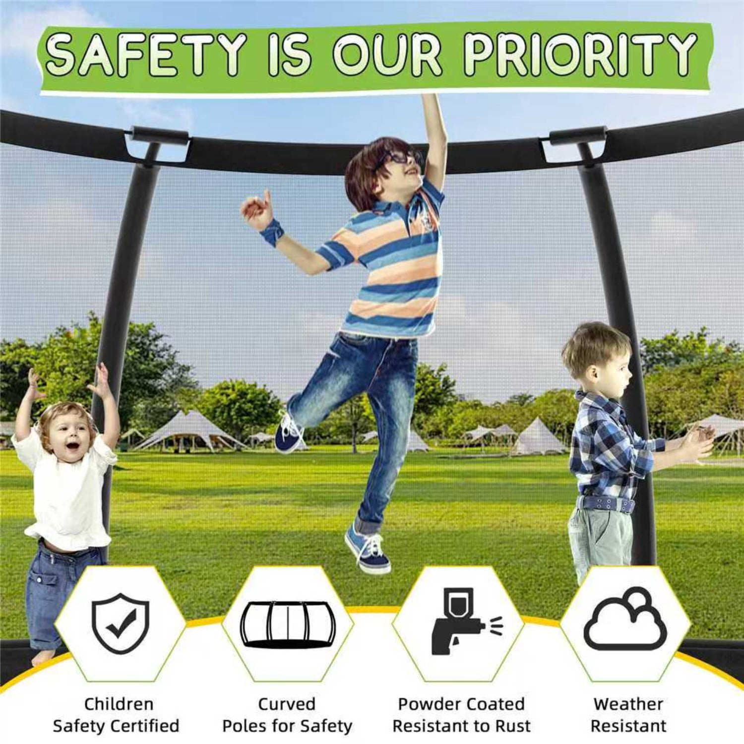 Shengchao Trade 12FT Round Backyard Trampoline with Safety Enclosure Net and T-Hook