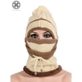 thumbnail image 4 of Luxtrada 2-in-1 Womens Men Winter Scarf Set Winter Hats for Women Warm Cute Fashionable Thickend Knitted Hat Scarf Face Cover Outdoor Winter Skiing Cap Beige, 4 of 6