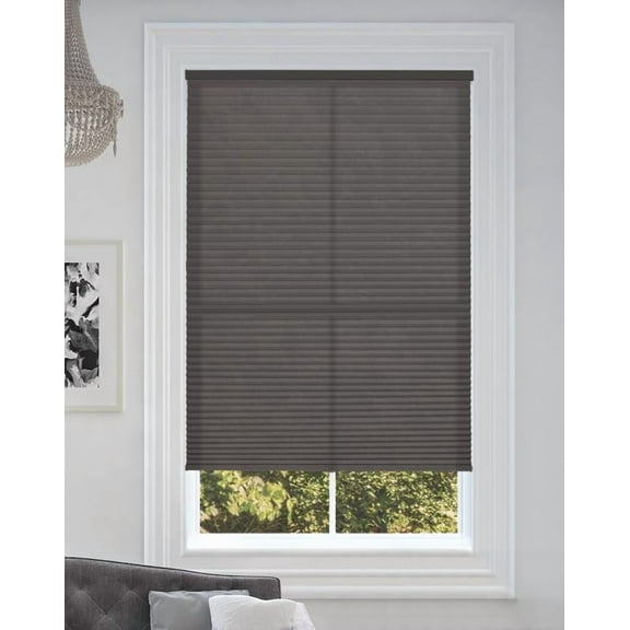 BlindsAvenue Cordless Light Filtering Cellular Honeycomb Shade, 9/16" Single Cell, Anthracite, Size: 33" W x 72" H