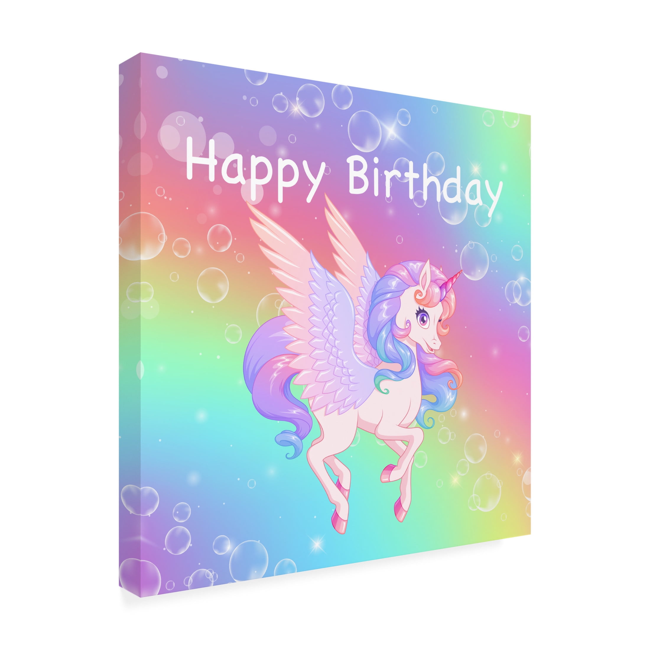 Canvas Wall Art - Jean Plout 'Unicorn Birthday' Wall Art for Living Room, Bedroom, or Office Décor by Trademark Fine Art - 18 x 18 Inches