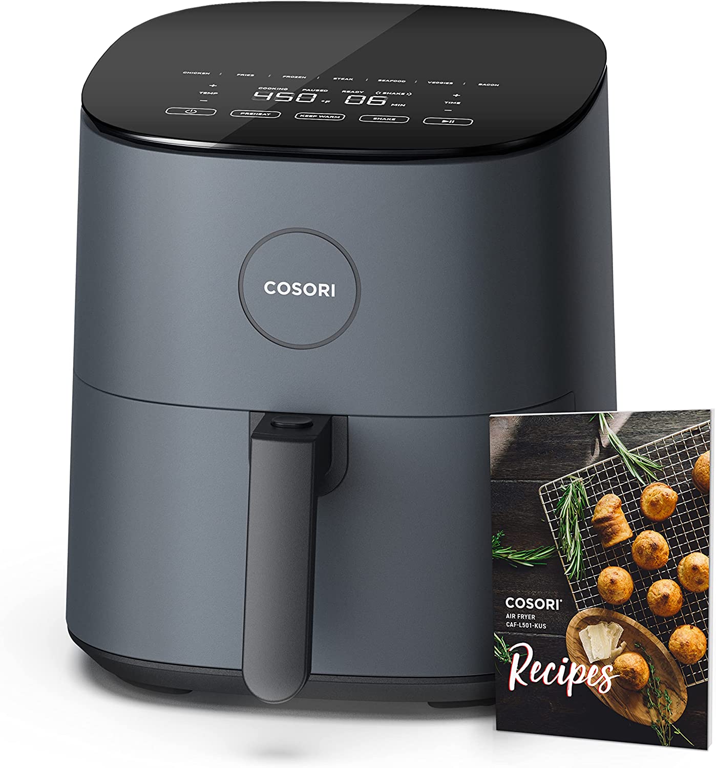 COSORI Smart Air Fryer, 5 QT Compact 9-in-1 Oven, Preheat, 450°F Max, Dishwasher-Safe, Dark Gray