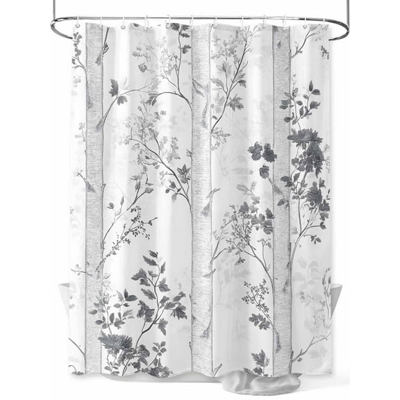 Fsddascl Grey Branches Forest Shower Curtain Set - 48" x 72" Washable Bathtub Curtain with 12 Hooks, Vintage Watercolor Tree Waterproof Fabric Stall Shower Curtains for Bathroom/Bathtub Décor