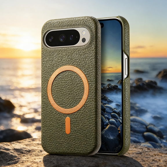 for Google Pixel 8 Wallet Case with Card Holder, Lychee Texture PU Leather RFID Blocking Kickstand Case, Magnetic Clasp, Frosted Shockproof Cover for Google Pixel 8, Midnightgreen