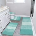 thumbnail image 2 of Ileading Traditional 4 Piece Microfiber Washable Bathroom Rug Set, Teal, 2 of 15