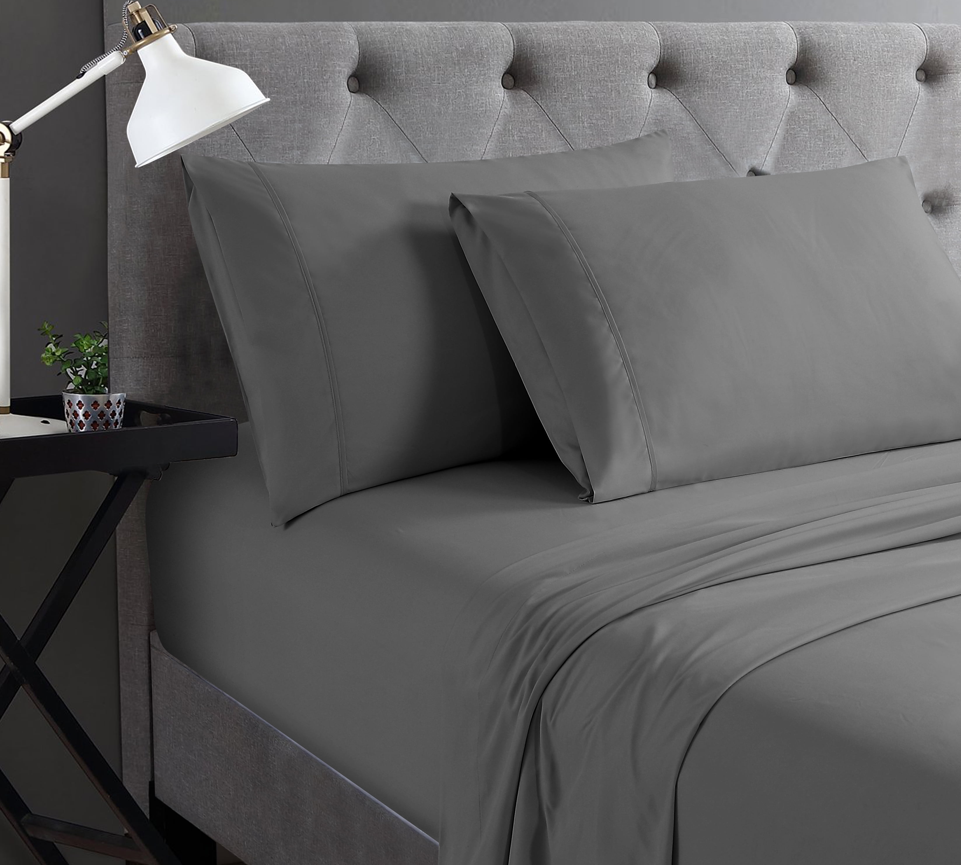 Swift Home Basic 3-Piece Twin Size Sheet Set, Ultra Soft, Deep Pocket, Easy Care Bedding Set, Gray