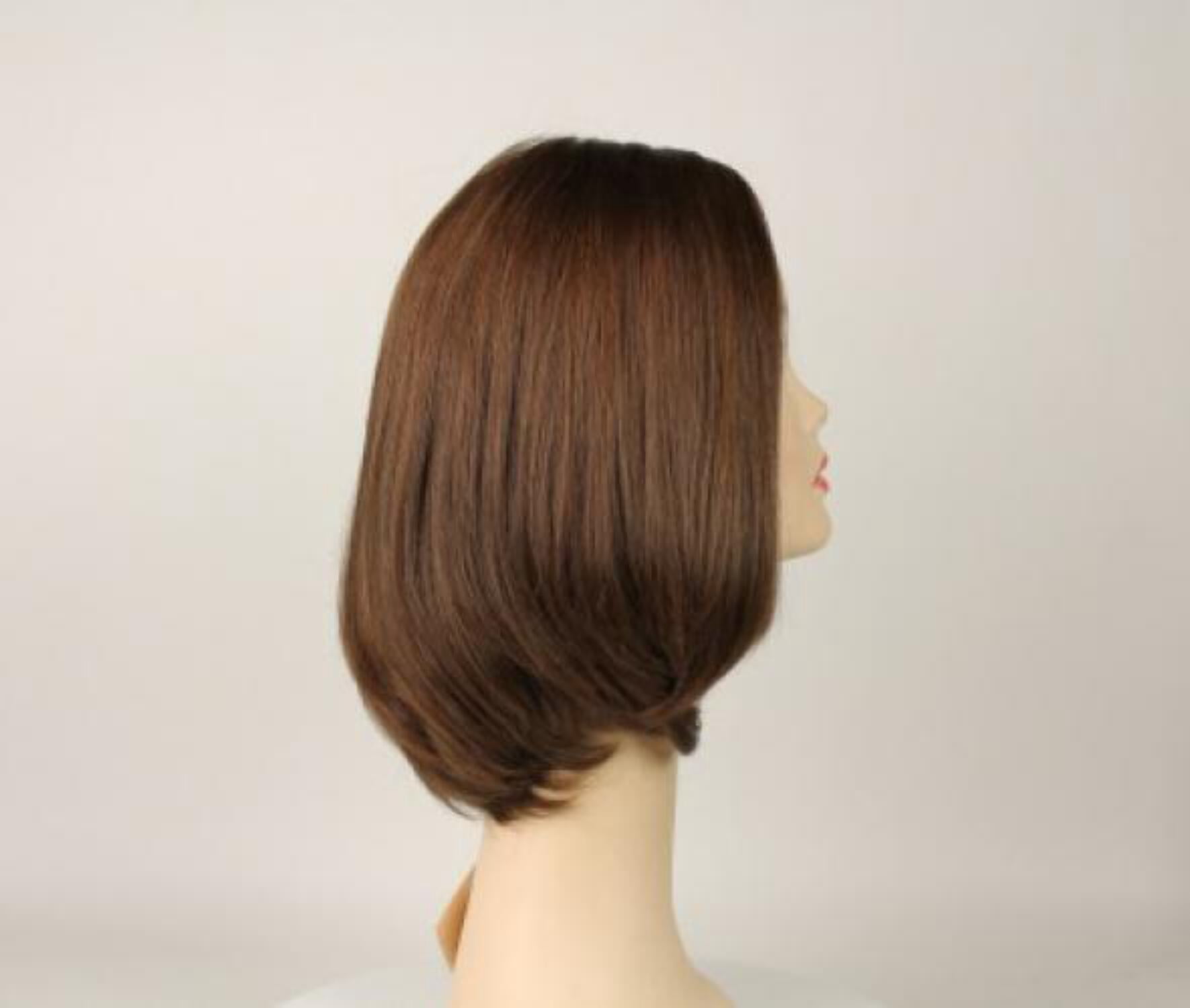 European Human Hair Freeda Wig Liberty Brown With Reddish Highlights Skin Top Size S