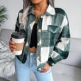 thumbnail image 2 of Women Autumn And Winter Casual Long Sleeved Plaid Coat Jacket Plaid Short Coat, 2 of 6