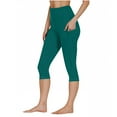 thumbnail image 7 of Summer Savings Clearance! Stamzod Gym Leggings for Women Summer Solid Color High Waisted Stretch Yoga Leggings Casual Slim Fit Plus Size Capri Leggings for Workout Running Athletic Green B M, 7 of 7