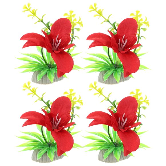 Houderco 4Ud Flores Artificiales Rojas Para Decorar Platos De Sushi Accesorios Ligeros Y Resistentes