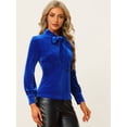 thumbnail image 4 of Blusa de trabajo informal Allegra K Terciopelo Retro Mujer Azul Real M, 4 of 5