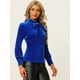thumbnail image 4 of Blusa de trabajo informal Allegra K Terciopelo Retro Mujer Azul Real M, 4 of 5