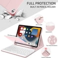 thumbnail image 6 of Keyboard Case for iPad 9th 8th 7th Generation (10.2 inch, 2021/2020/2019) Leather Shockproof Smart Cover with Pencil Holder, Detachable Wireless Bluetooth Rechargeable Keyboard Cover, Pink, 6 of 6
