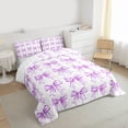 thumbnail image 3 of Feelyou Bowknot Teens Full Size Comforter Sets, Purple Watercolor Bow Bedding Sets, 3pcs, 3 of 8