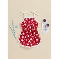 thumbnail image 4 of Hirigin 4th of July Baby Girl Outfit Kids Jumpsuit Tie-up Spaghetti Straps Stars Print Romper 12M 18M 2T 3T 4T 5T Fourth of July Clothes, 4 of 8