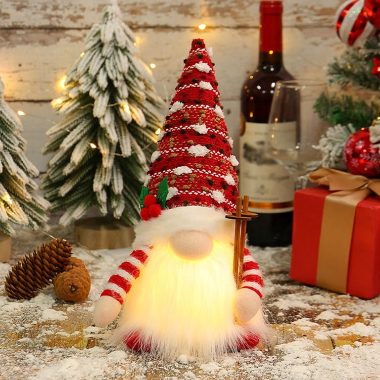 Light Up Christmas Santa Doll - Plush LED Lighted Holiday Decor, Battery Operated Mantle Tabletop Gift