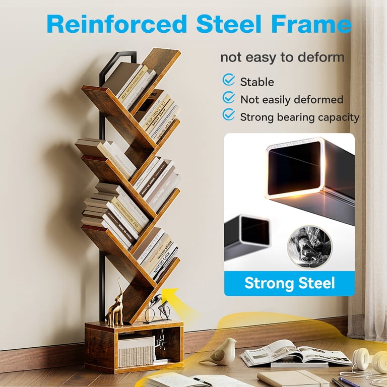 Casacomoda Tree Bookshelf for Corner Small Space Tall Floor