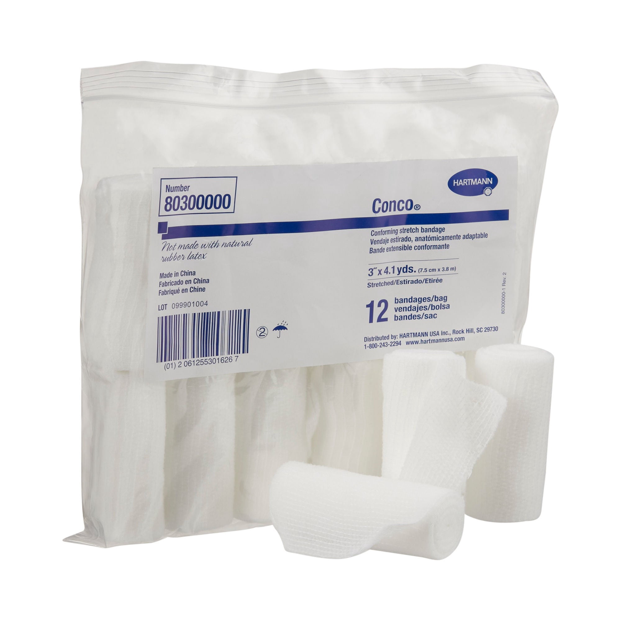 Hartmann Conco White Conforming Bandage NonSterile 3" x 4-1/10 Yd 80300000 96 per Case