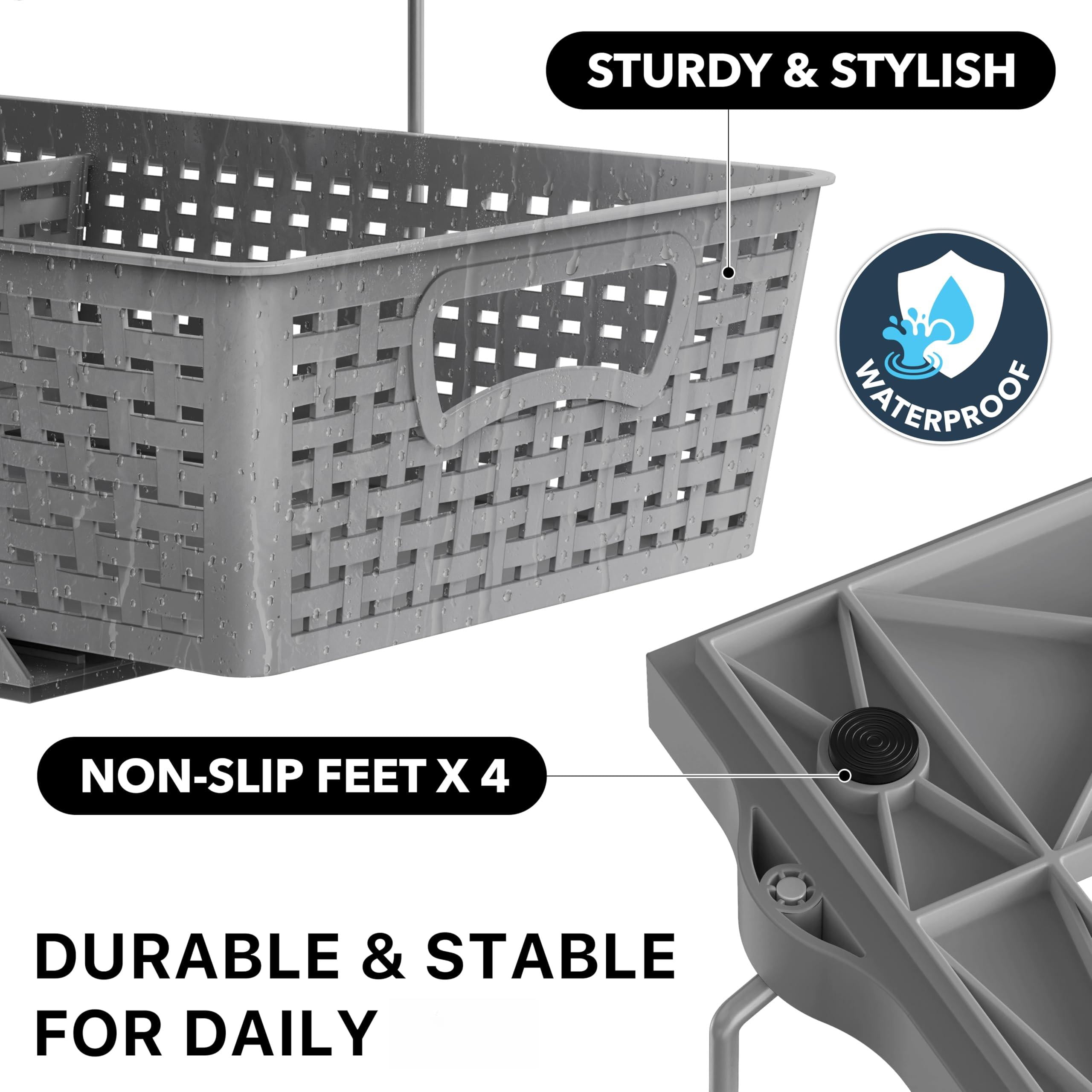 2 Tier Bathroom Organizer Tray Pull-out Sliding Drawer  Under Sink Storage Gray