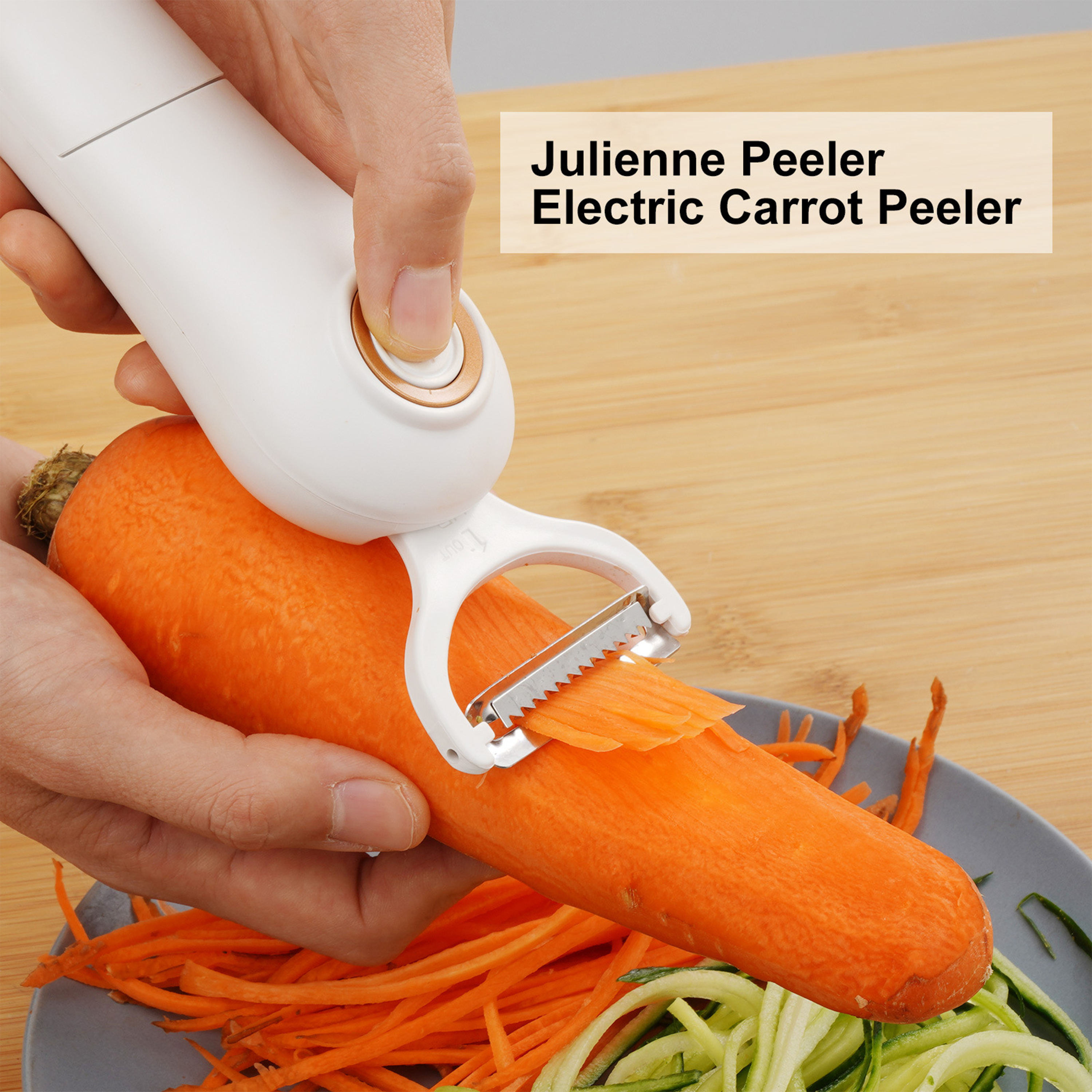 PANGPENG Electric Potato Peeler, Handheld Electric Vegetables and Fruit Peeler 3-in-1 Pro Set, USB Rechargeable Kitchen Gadgets for Apples, Potato, Carrots, Cu