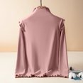 thumbnail image 3 of Women's Warm Nano Double Velvet Turtleneck Top - Ruffle Trim, Thick Slim Fit, for Fall/Winter, 3 of 4