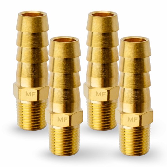 MAACFLOW Latón 1/8"" Macho NPT a 3/8"" Manguera ID Barb Manguera Adaptador Conector (Paquete de 4)