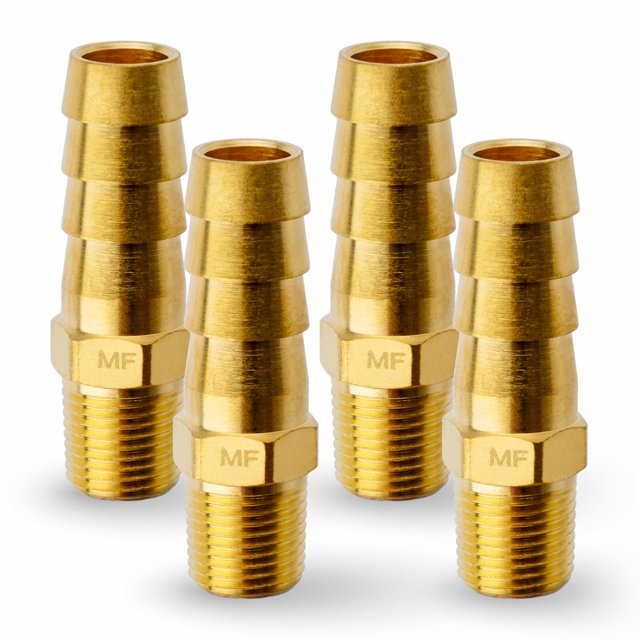 MAACFLOW Latón 1/8"" Macho NPT a 3/8"" Manguera ID Barb Manguera Adaptador Conector (Paquete de 4)