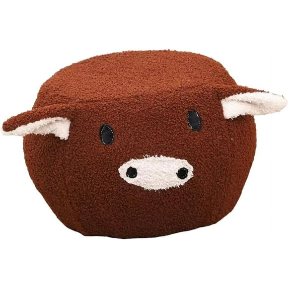 Animal Footstool Pouffe Footstool Removable Shoes Changing Sofa Footrest with Soft Padded Cushion Footstool Ottoman for Office Entryway Home, Brown Pig, 23cmx20cm