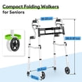 thumbnail image 3 of Andador plegable estrecho Delog para personas mayores, 3 en 1, con ruedas delanteras de 5", ancho ajustable, compacto y estándar, soporta hasta 350 lb, apto para FSA/HSA., 3 of 5